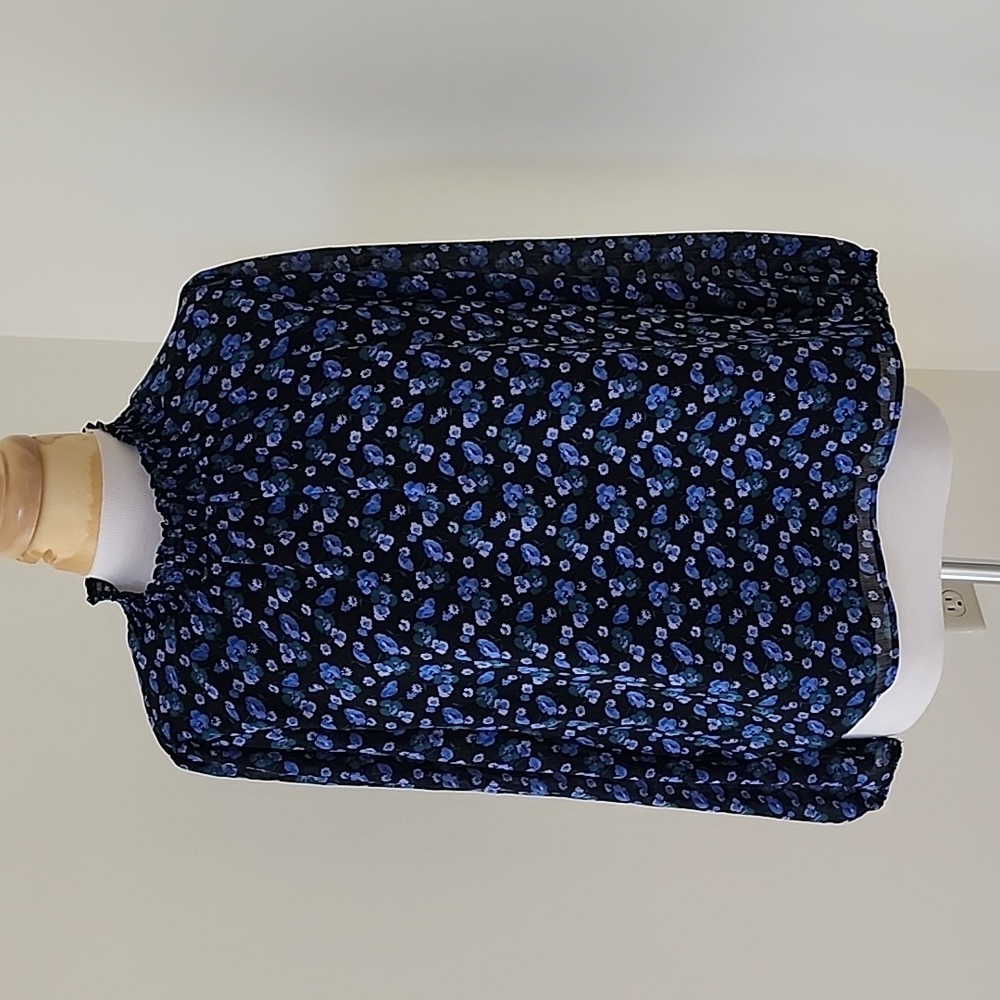 J. Crew size M Black with blue and green floral long sleeve top